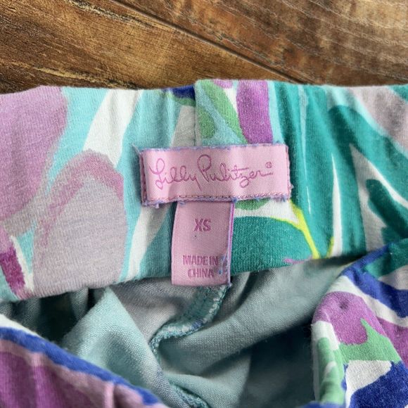 Lilly Pulitzer Womens Pull On Knit Pants XS Floral Multicolor Stretch Flare‎ Leg - Picture 2 of 8